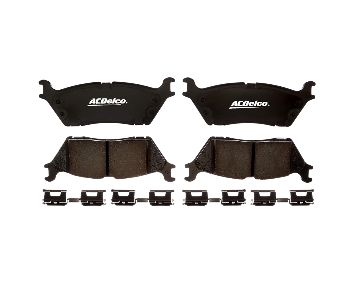 Bakre bromsbelägg från ACDelco med artikelnummer 1938963. Passar till din Ford F-150 med elektrisk parkeringsbroms.