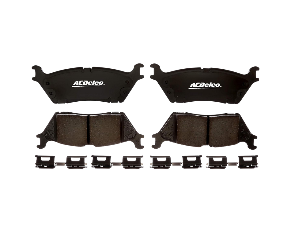 Bakre bromsbelägg från ACDelco med artikelnummer 1938963. Passar till din Ford F-150 med elektrisk parkeringsbroms.
