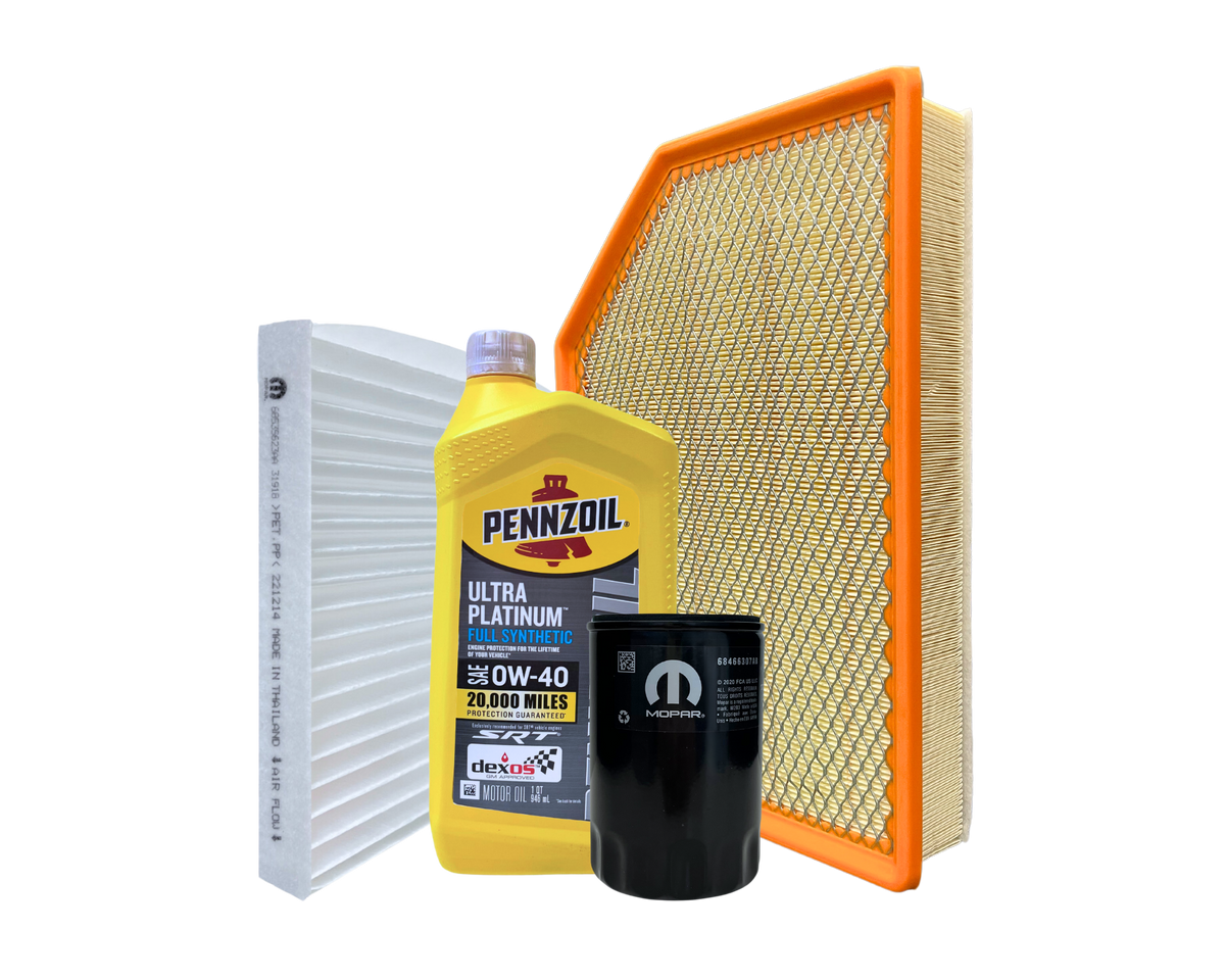 Servicepaket i original från Mopar innehållande motorolja, oljefilter, kupéfilter & luftfilter. Passar till RAM DT 2025.