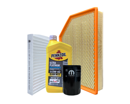 Servicepaket i original från Mopar innehållande motorolja, oljefilter, kupéfilter & luftfilter. Passar till RAM DT 2025.